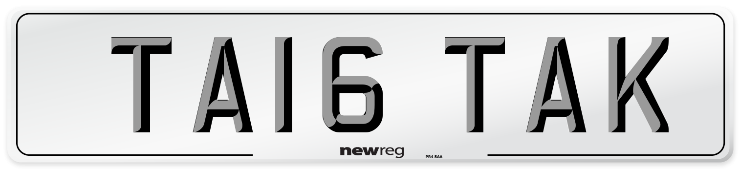 TA16 TAK Number Plate from New Reg